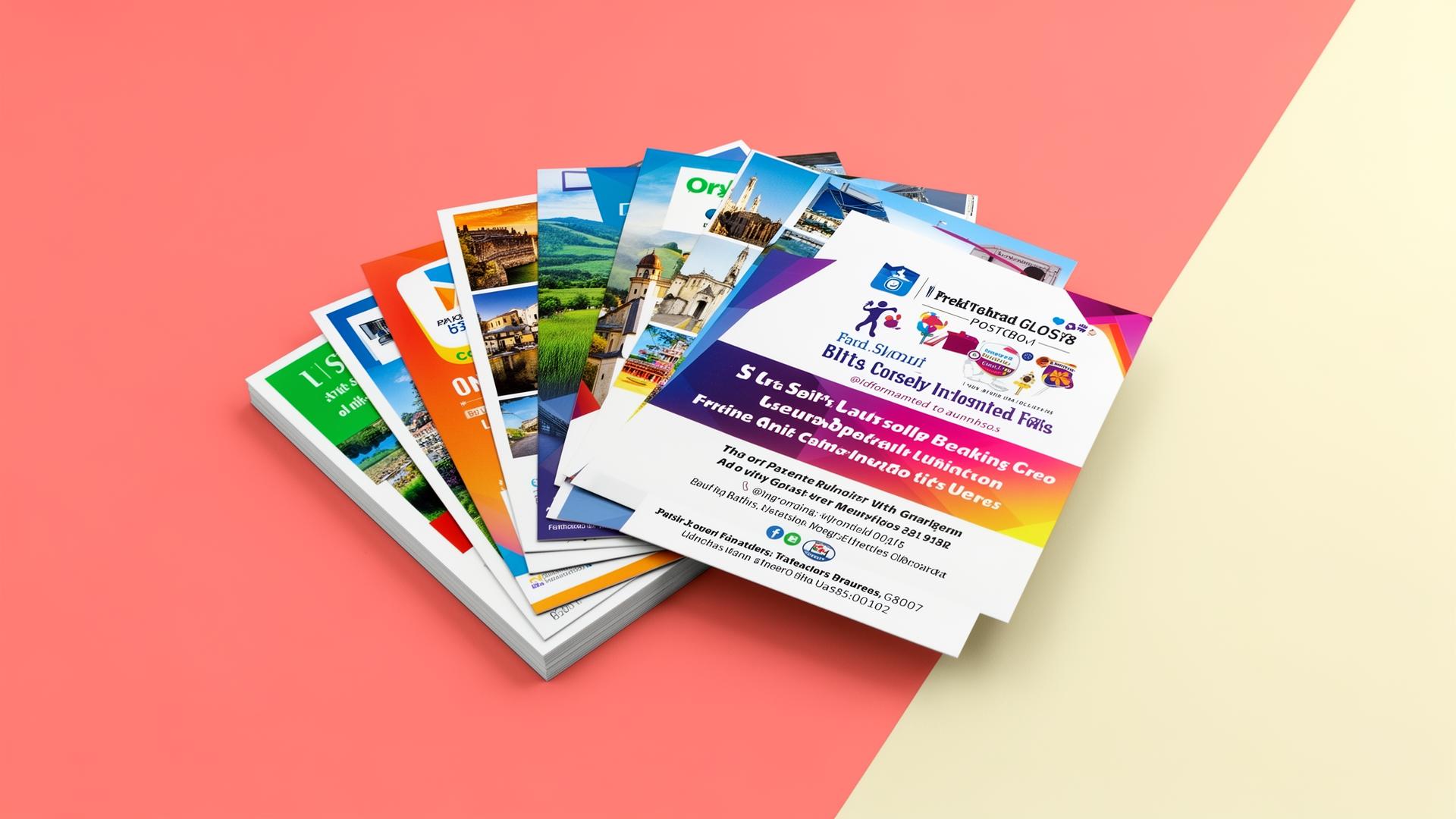 Stack of premium printed postcards fanned out